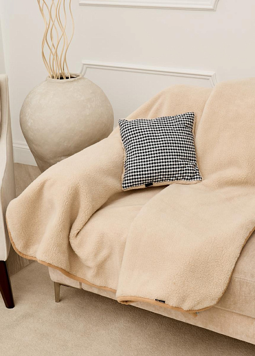 Плед из верблюжьей шерсти и хлопка двусторонний, 145х205 